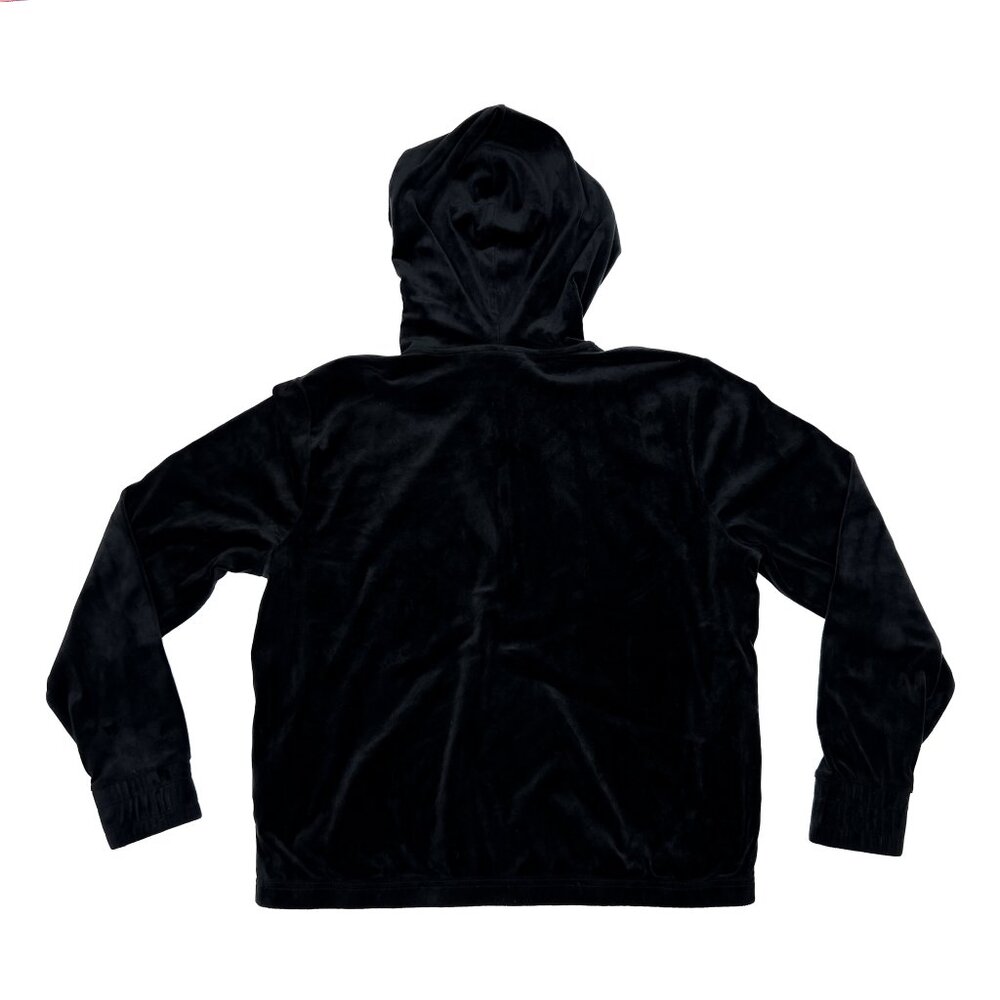 Fila Black Velour 1/4-Zip‎ Hoodie Athletic Plush Full Zip-Up Jacket Size L - Picture 4 of 7
